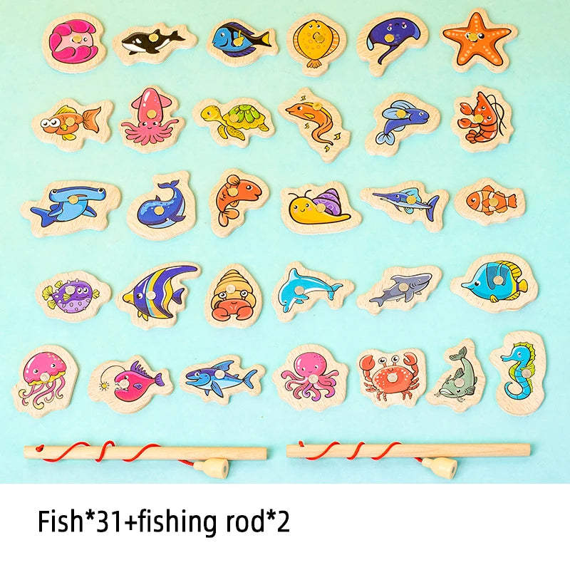 Wooden Magnetic Fishing Game for Kids – Montessori Marine Life Toy