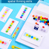 A set of wooden clip beads game with colored plastic beads and cards for developing logical and spatial thinking skills.