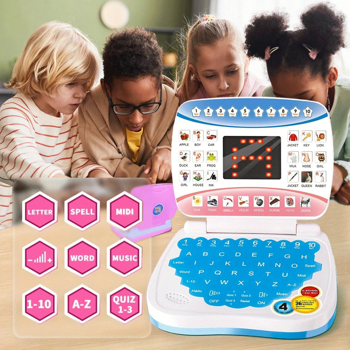 Interactive Learning Computer Toy for Kids with Music & Games