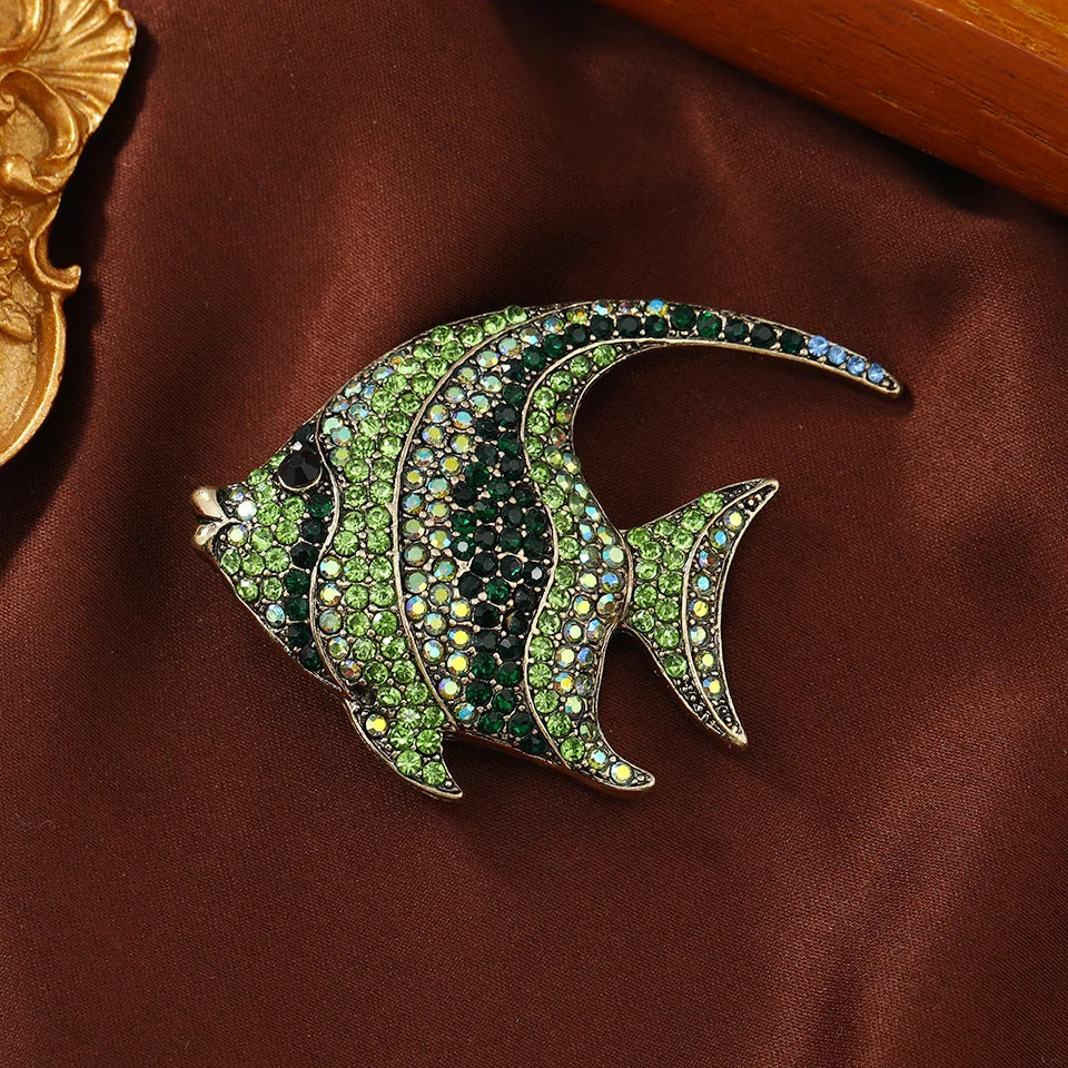 Gold-Plated Rhinestone Turtle Brooch Pin