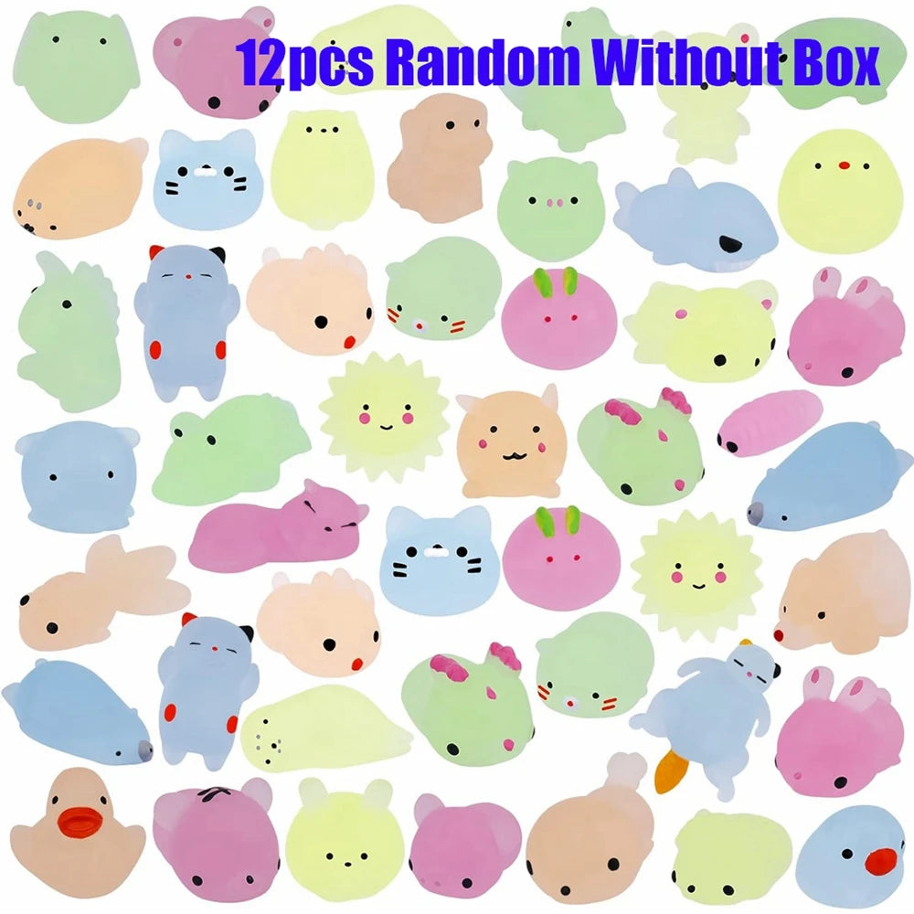 Kawaii Animal Squishy Toys – Glow in the Dark Stress Relievers (Party Pack)