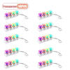 Transparent LED keyboard keycap fidget keychain in various colors and styles