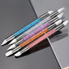 A set of five double-ended silicone dotting pens featuring various glitter colors for nail art and sculpting.