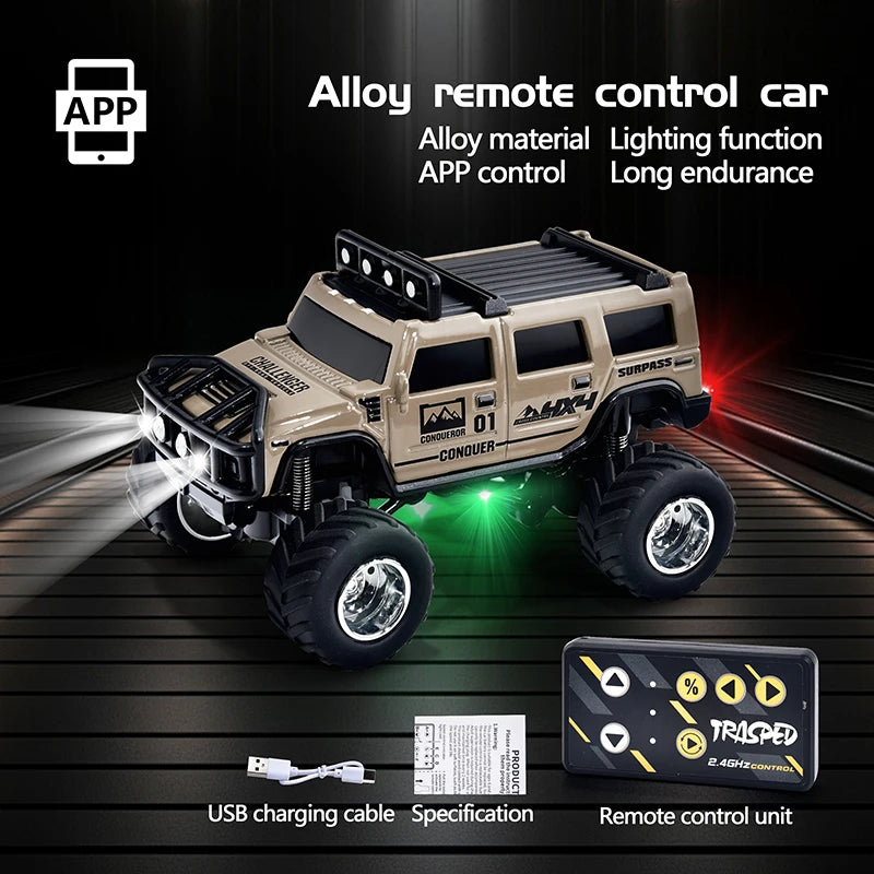 Mini 1:64 Scale Remote Control Off-Road Truck - Dual-Mode with Cruise Control