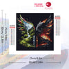 Diamond painting kit featuring a waterfall landscape with a winged design on a canvas.