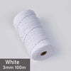 A spool of white 3mm cotton macrame cord measuring 100 meters.