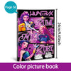 Color picture book featuring anime girls Lumi, Mira, and Zoey in a hunter theme.
