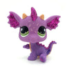 A purple Littlest Pet Shop style standing dog figure with pink glitter horns and green accents.