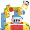 A colorful anti-gravity magnetic mini train set with yellow, red, and blue components and a white locomotive.