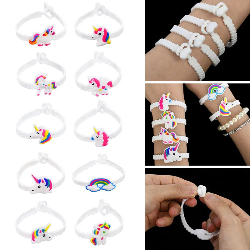 Unicorn Party Activity Kit with Bracelets, Rings, Tattoos, Stickers, and Puzzle