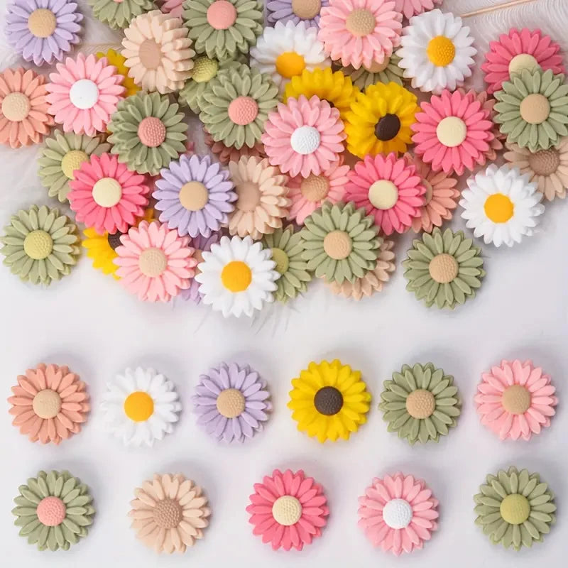 20mm Daisy Silicone Beads for DIY Jewelry & Crafts
