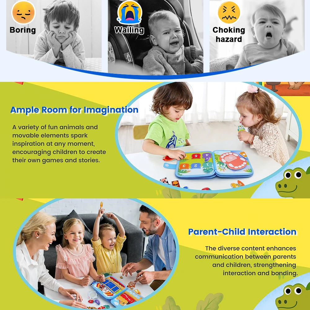 Felt Busy Book for Toddlers – Montessori Sensory Learning & Life Skills Activity Board