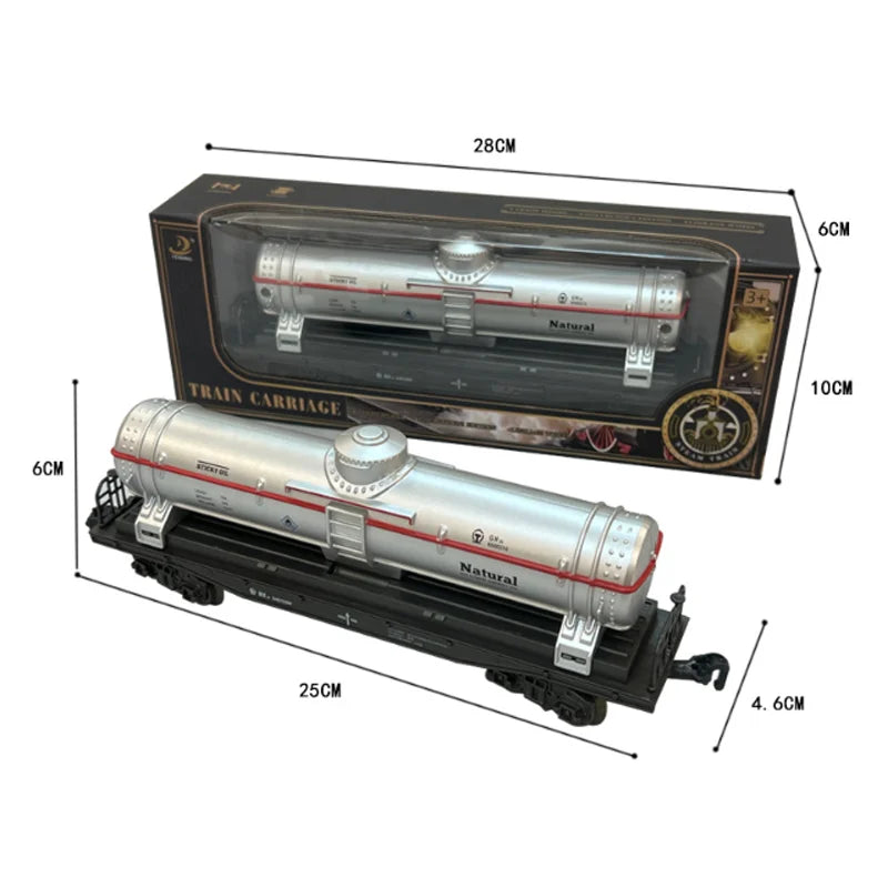 A vintage steam train carriage model is shown next to its packaging box.