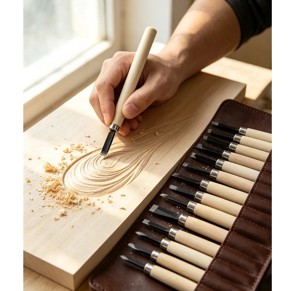 12-Piece Wood Carving Chisel Set for Precision and Detail Work