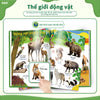 A colorful bilingual interactive talking book featuring various animals like deer, bear, fox, and squirrel.
