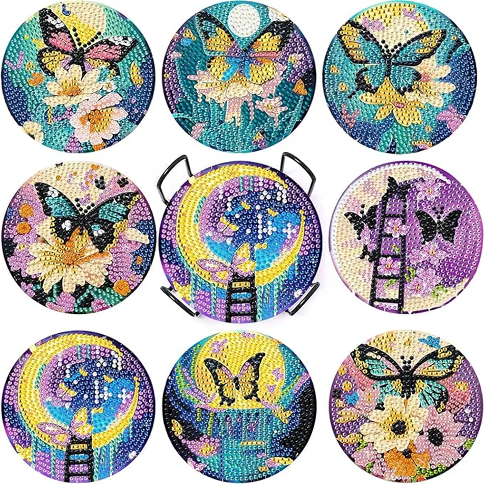 Ocean Series Diamond Art Coaster Kit with Stand – DIY Craft Set for Adults & Beginners
