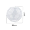 Clear geometric resin casting mold with a round base, measuring 43mm in height and 44mm in width.