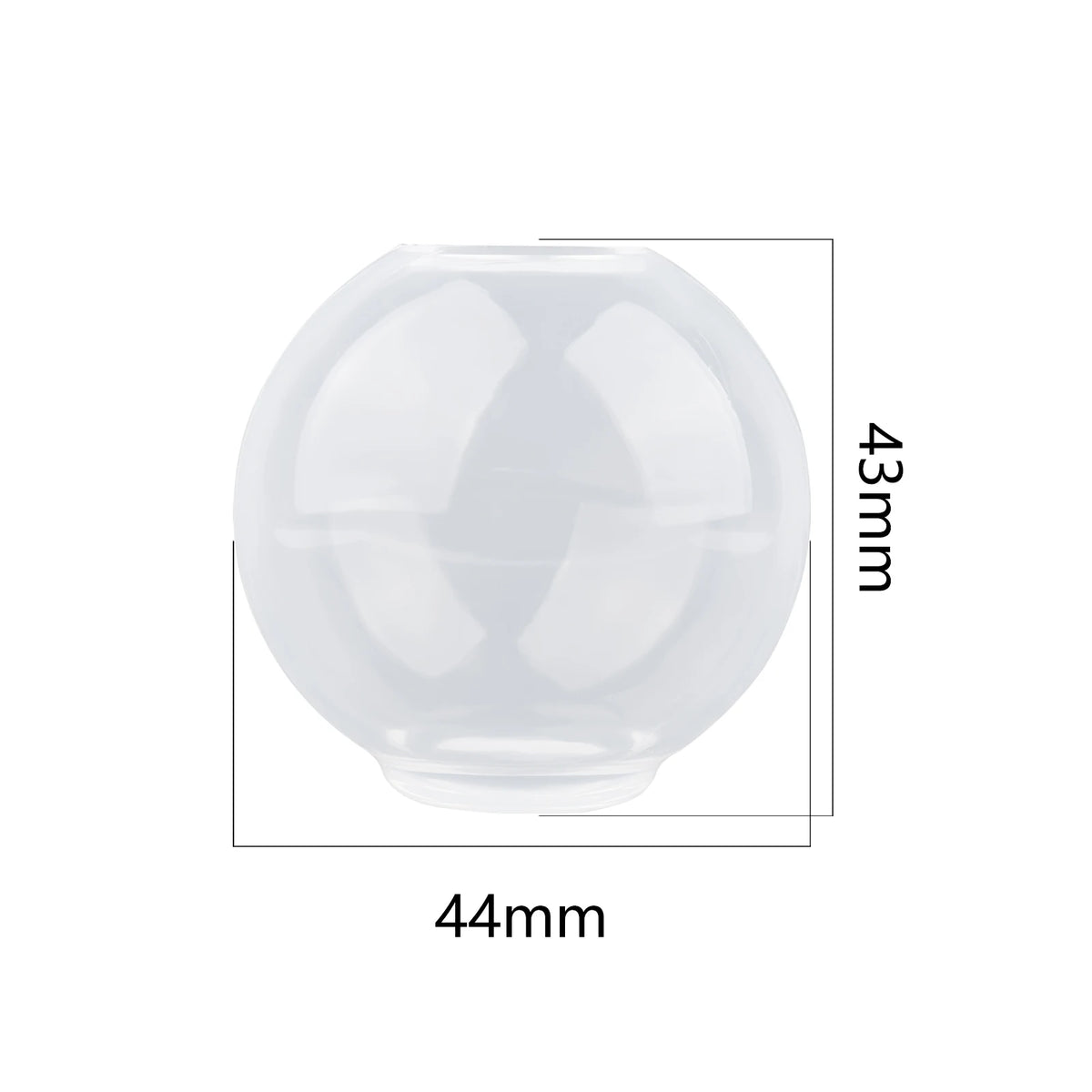 Clear geometric resin casting mold with a round base, measuring 43mm in height and 44mm in width.