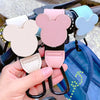 Pink and light blue Mickey Mouse themed organizer hooks for stroller accessories