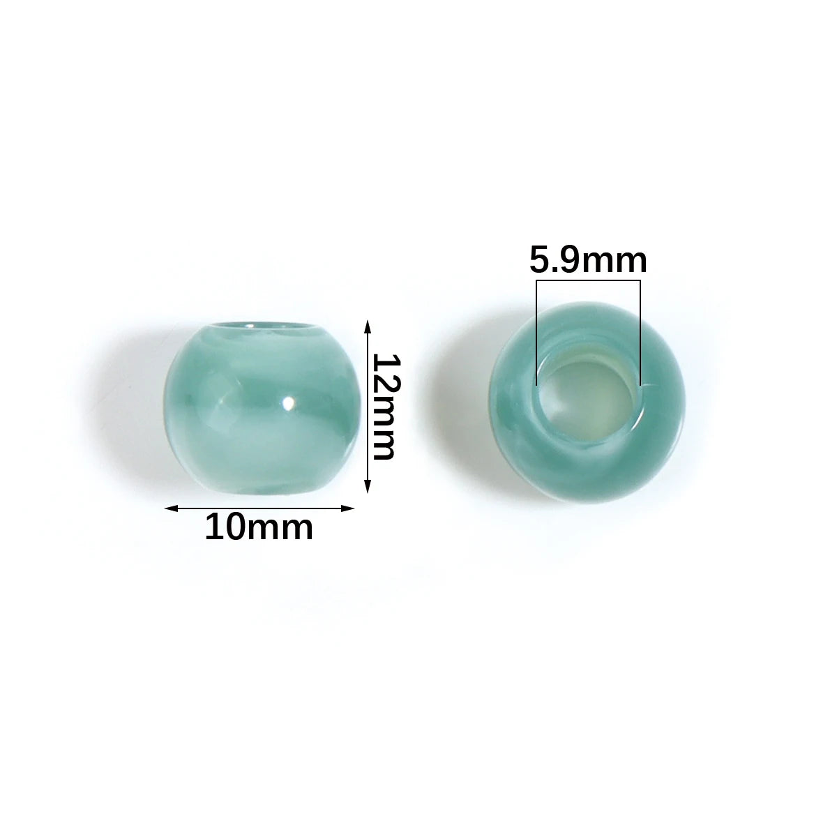 A translucent mint green acrylic cloud bead with a 5.9mm diameter and 12mm length.