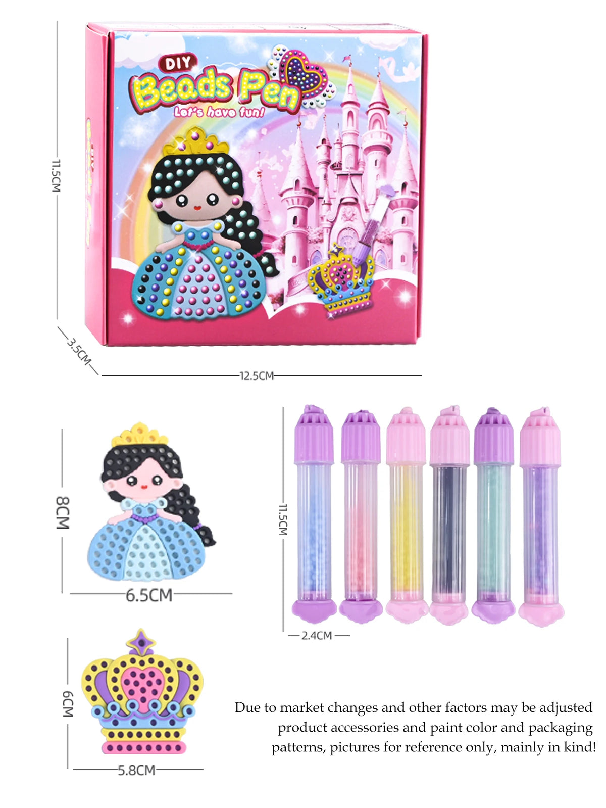 DIY Bead Pen Craft Kit for Girls - Rainbow & Princess Design
