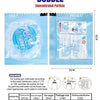 Packaging and specifications for concentrated particles used in an automatic bubble machine.