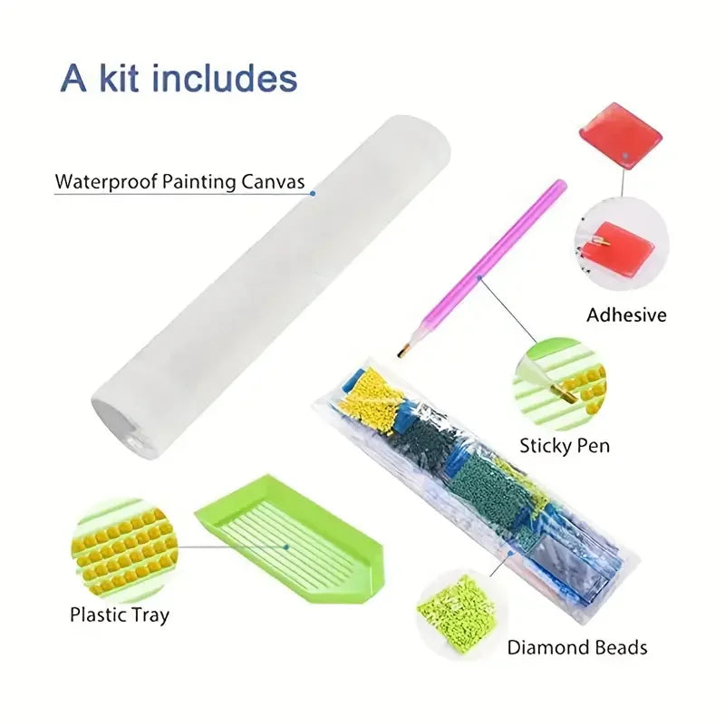 DIY Full Drill Round Diamond Painting Kit – Assorted Designs