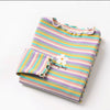 Girls striped floral print cotton t-shirt featuring pastel stripes and a small flower detail