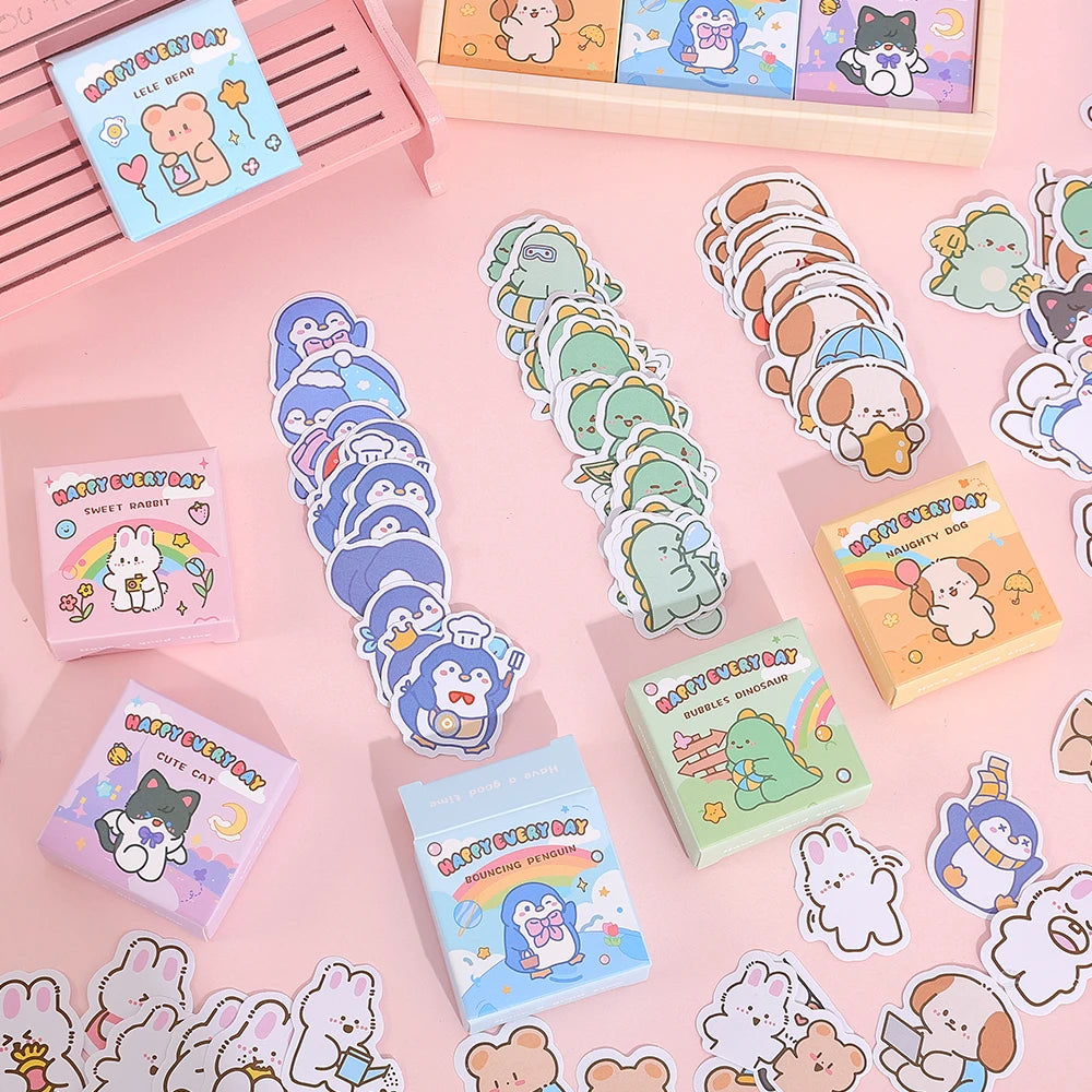 Cute Cartoon Animal Washi Sticker Set – 300 Sheets for Journaling & Crafts