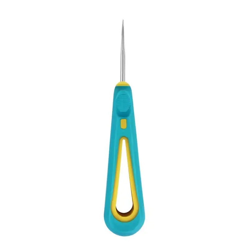 A pair of pre-waxed cotton candle wicks with metal sustainer tabs in teal and yellow.