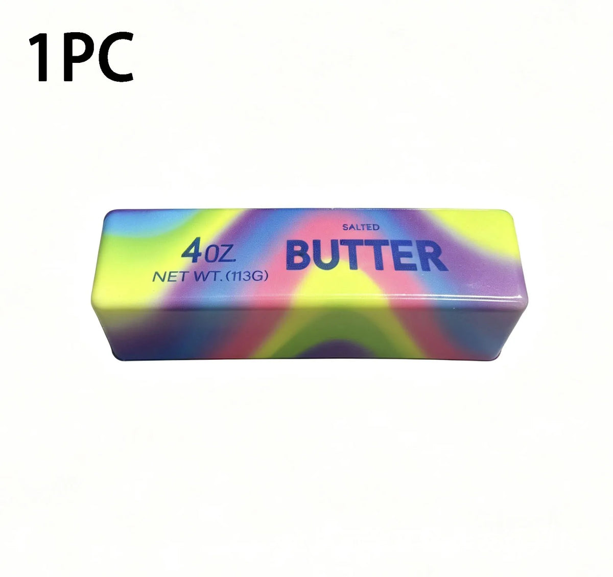 A single package of salted butter, 4 oz net weight, is shown in a colorful rectangular container.