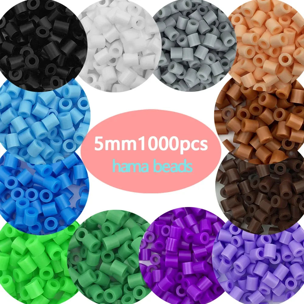 Assorted 5mm hama beads in various colors and sizes for creative craft projects