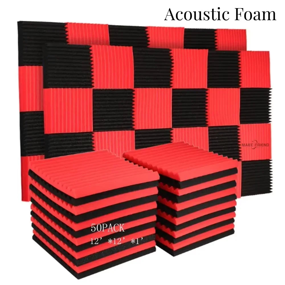 50-Pack Acoustic Foam Panels for Soundproofing and Studio Treatment