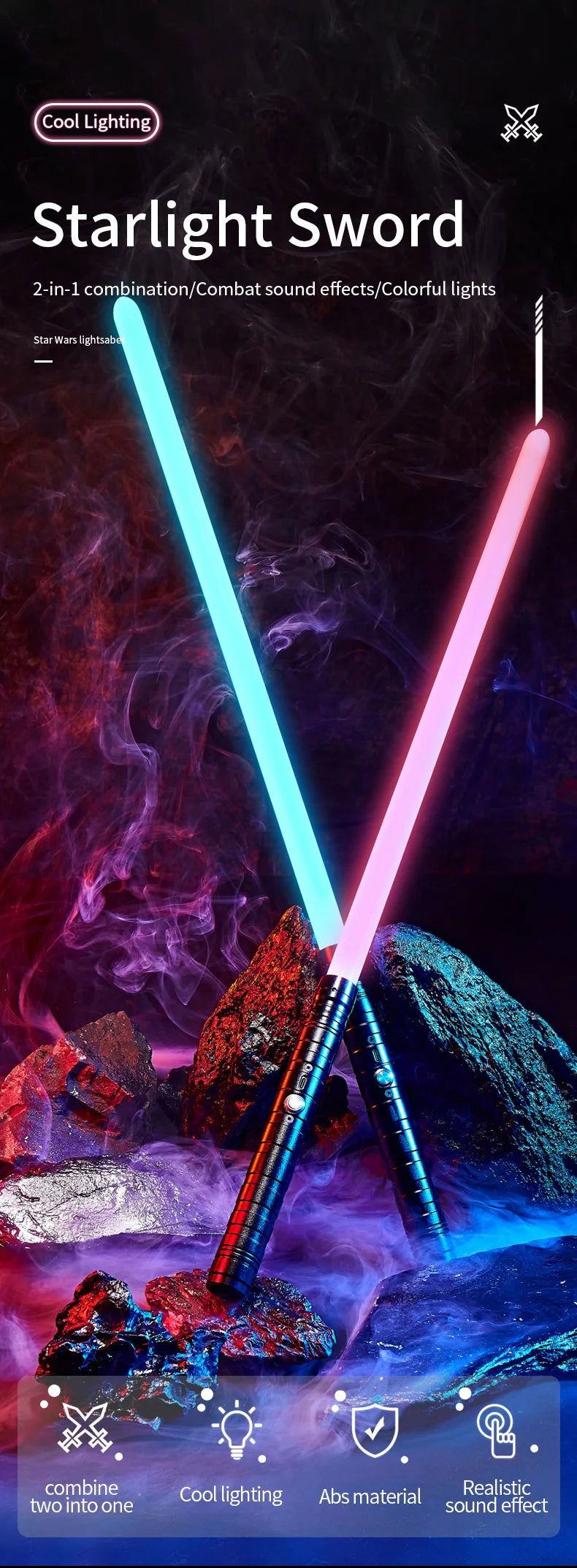 RGB Metal Lightsaber with 7 Color Modes and Sound Effects