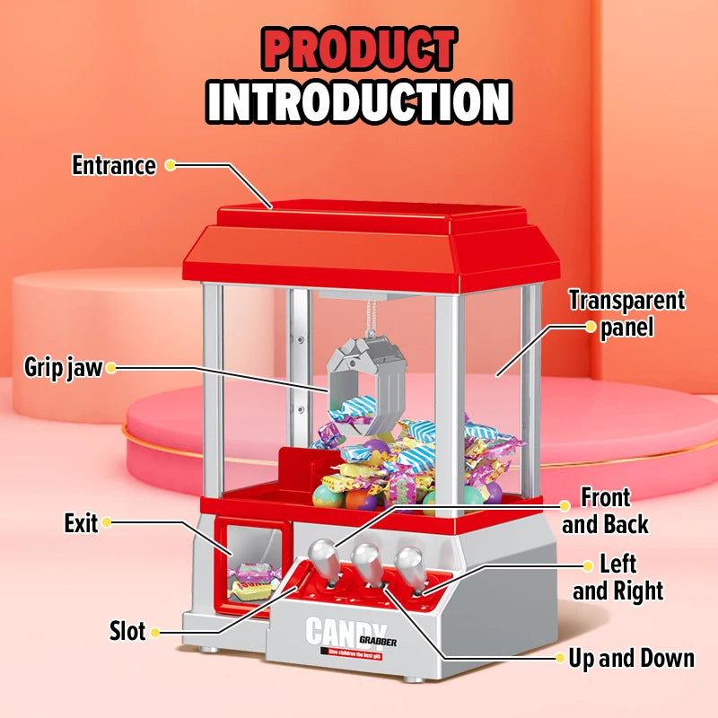 Mini Arcade Claw Machine with Lights and Music for Kids