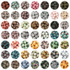 A collection of colorful printed silicone beads featuring leopard, daisy, floral, and abstract patterns for jewelry making.