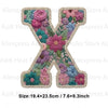 Floral letter X patch made of fabric for DIY clothing and accessories