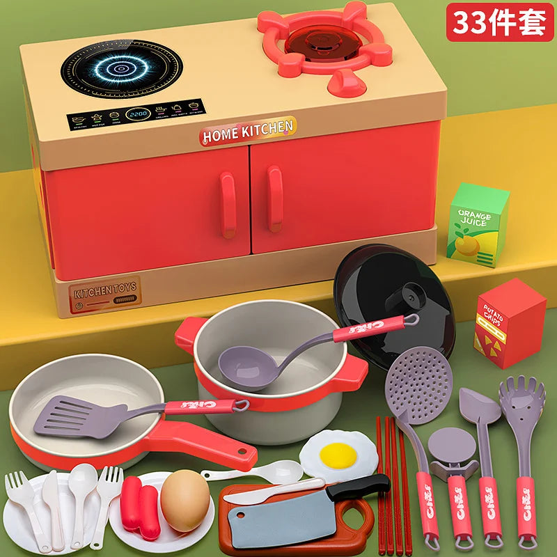 Kids Pretend Play Kitchen Set with Pots and Accessories