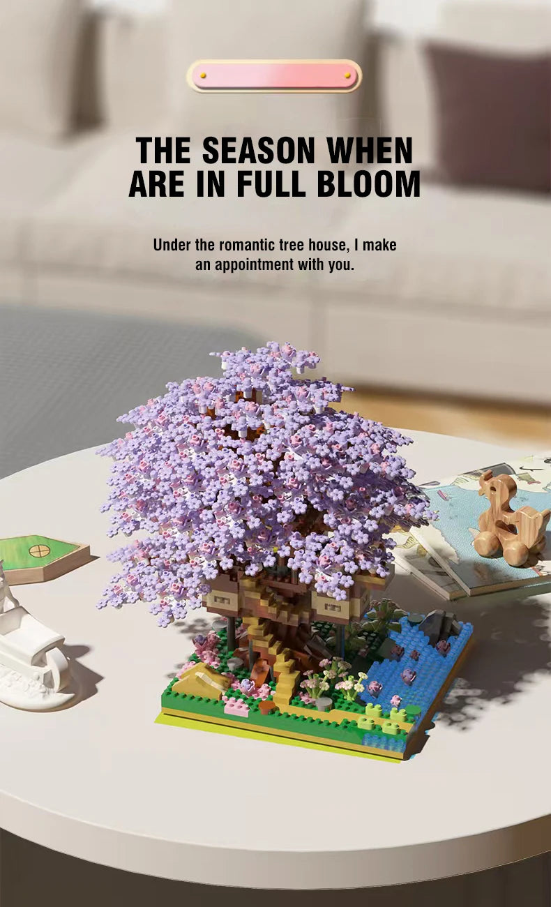 DIY Sakura Cherry Blossom Treehouse Building Kit with Warm Lights