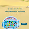 A blue magnetic doodle board for kids filled with colorful beads and a pen, promoting creative imagination.
