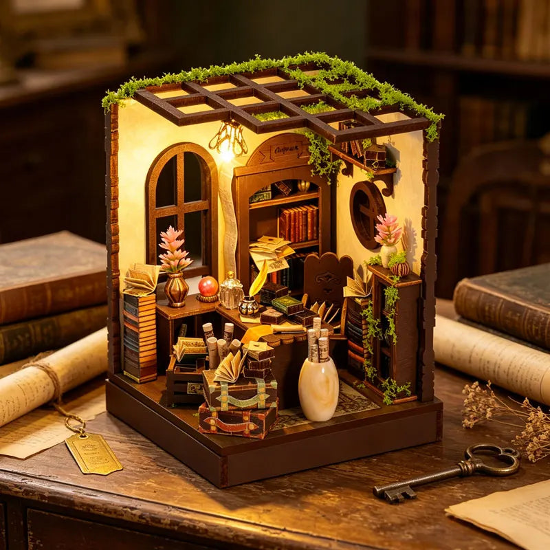 DIY Wooden Miniature House Kit with LED Lighting