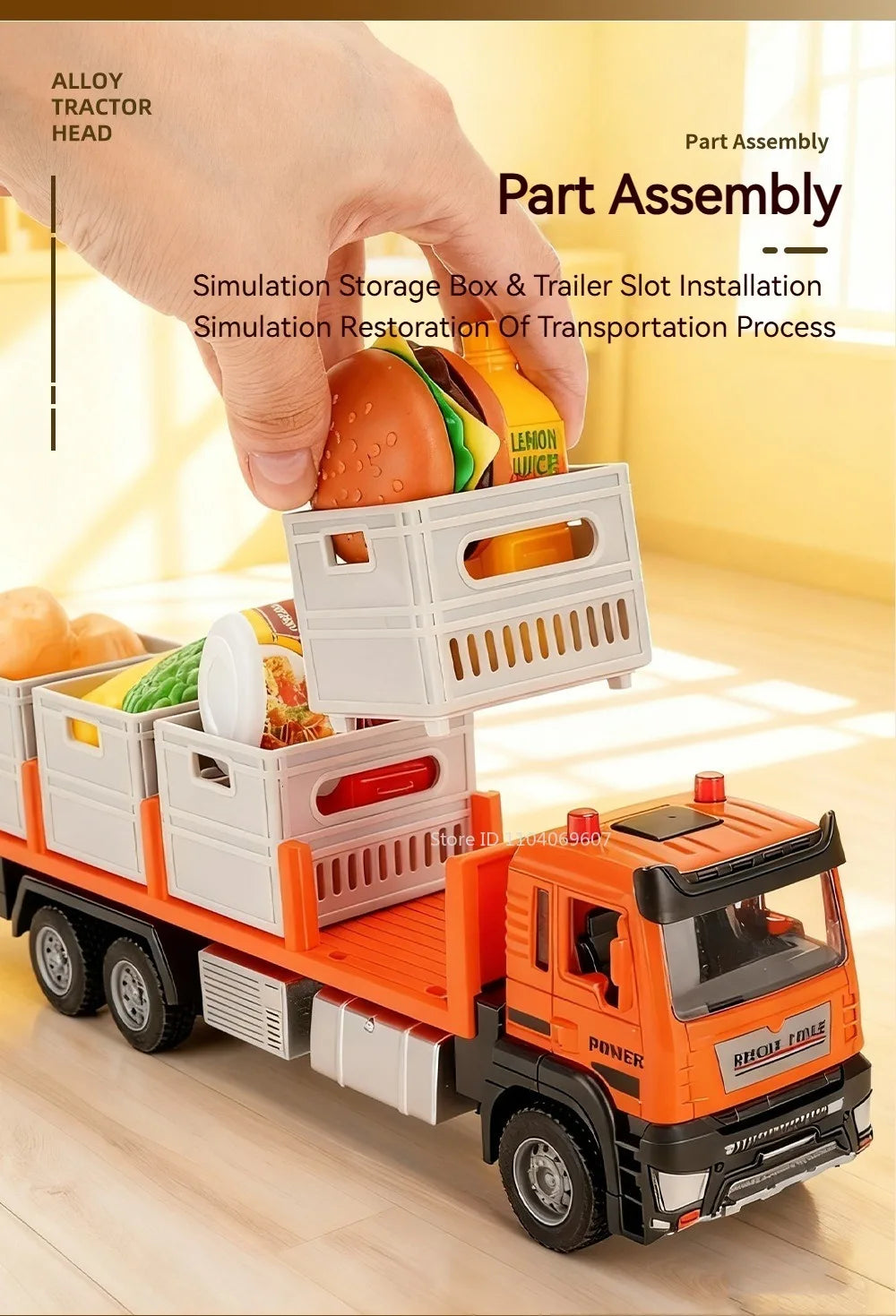 1:32 Scale Diecast Container Truck Toy – Fruit & Vegetable Transport Vehicle