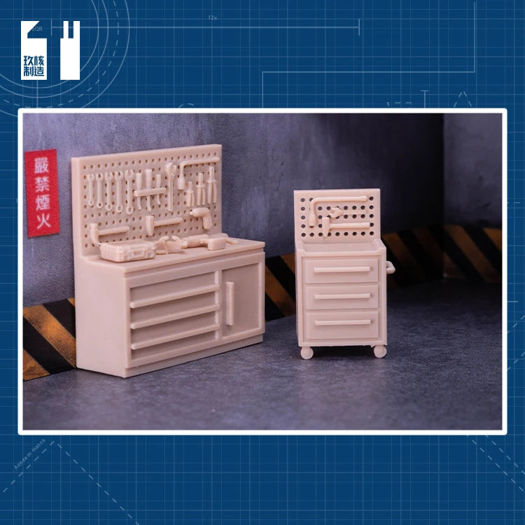 1/64 Scale Resin Tool Cabinet Set for Diorama Scenes