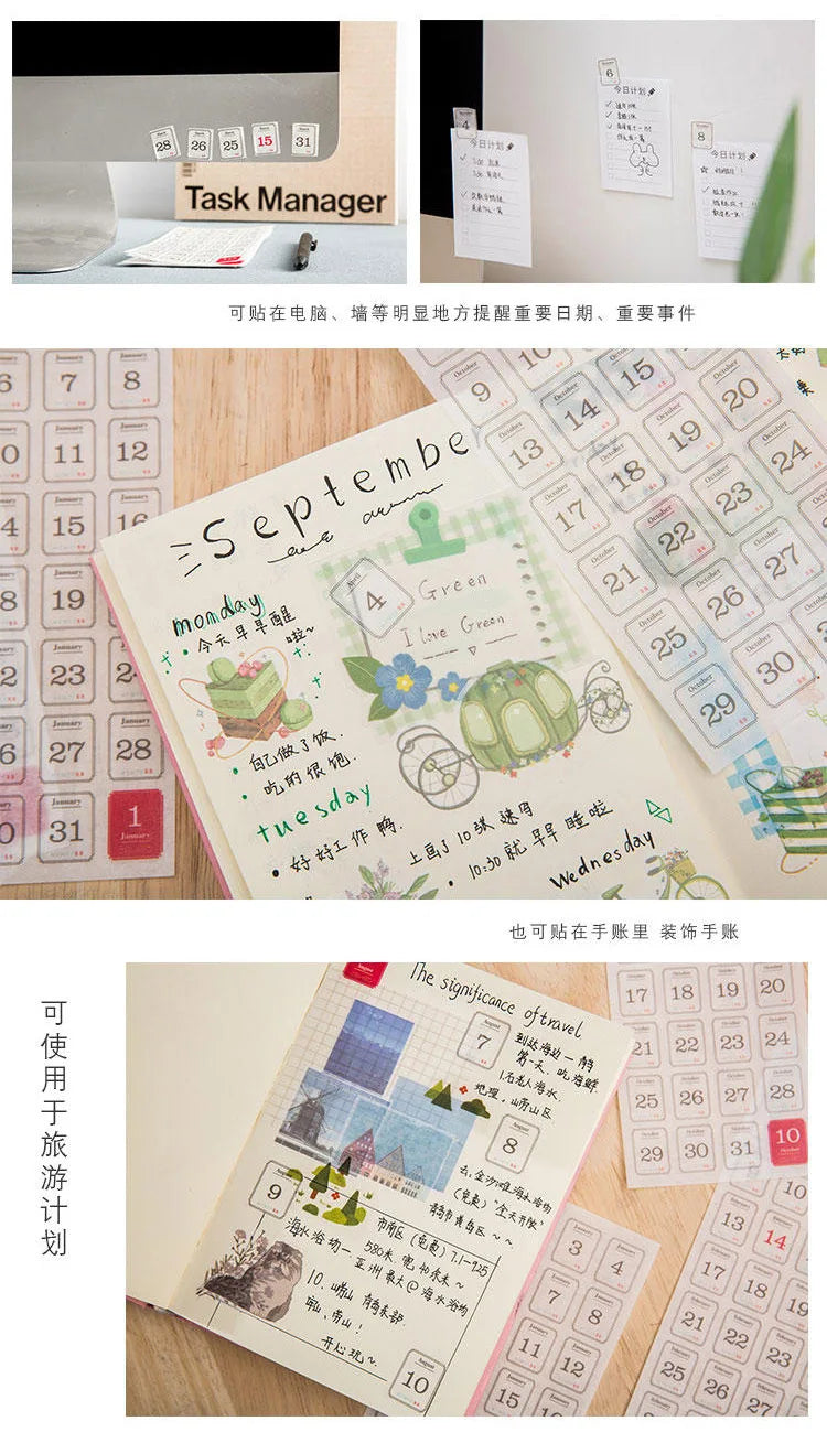 365-Day Calendar Decorative Sticker Set for Planners & Journals
