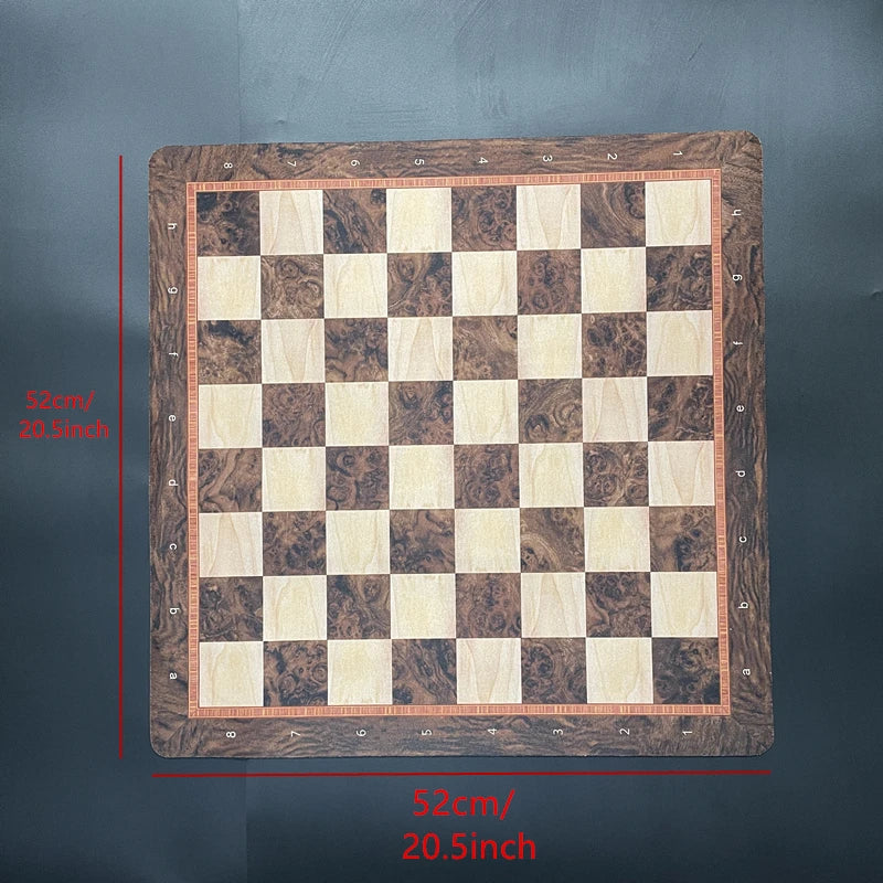 Large 52cm Foldable Chess and Checkers Board – Soft, Rollable, Tournament-Style