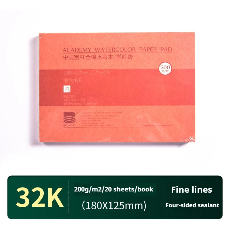 A box of Academy watercolor paper pad featuring 300gsm 180x125mm sheets.