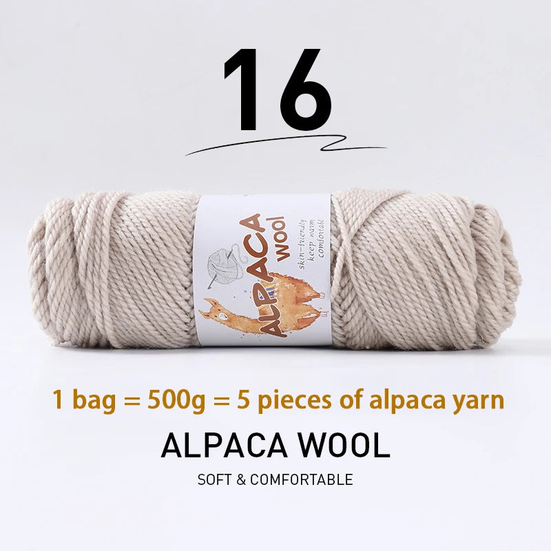 Luxurious Alpaca Wool Blend Yarn — 500g Thick Knitting Yarn