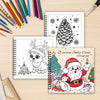A spiral-bound adult coloring book featuring a Christmas theme with Santa Claus and a pinecone design.