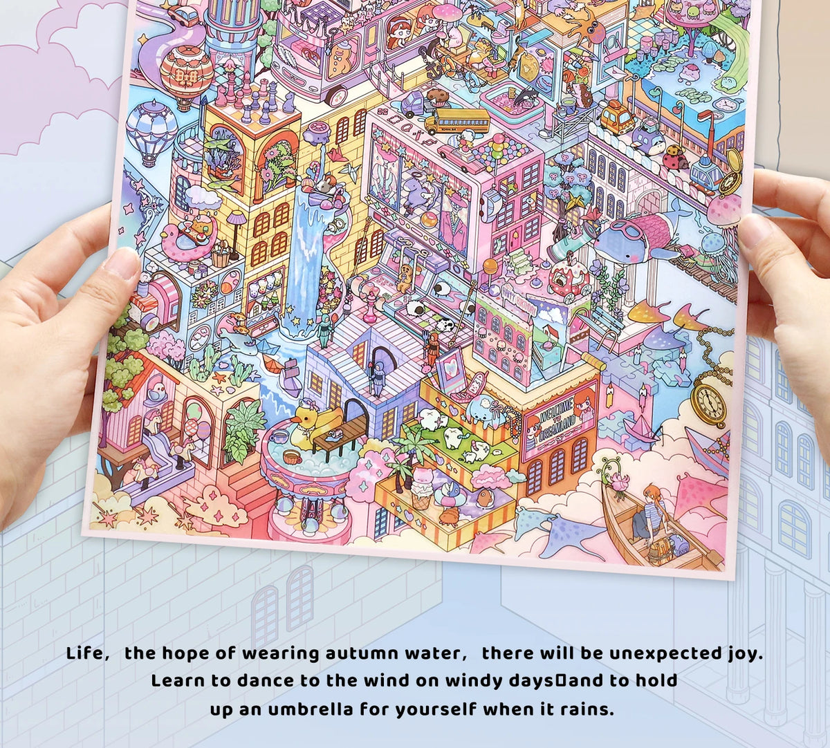 Kawaii Fantasy City 3D Sticker Sheet