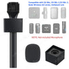 A black universal handheld adapter with multiple connectors for DJI, Rode, and Hollyland microphones.
